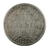 1876 Germany 1 Mark Silver Coin