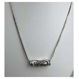 925 Silver Cylindrical Etched Slide Bead Necklace