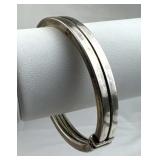 925 Silver Italy Vtg Hinged Oval Bangle Bracelet