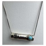 925 Silver Blue Stone Turtle Slide Bead Necklace