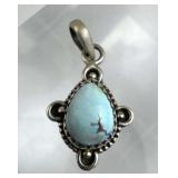 925 Silver Teardrop Turquoise Beaded Pendant