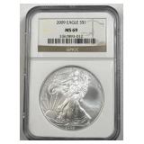 2009 American Silver Eagle 1oz NGC MS69 .999