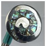 925 Silver Vtg Mexico Abalone Shell Swirl Brooch