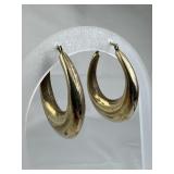 925 Silver Puffy Oval Open Hoop Earrings