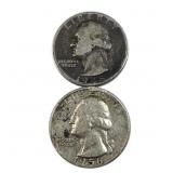 (2) 1945 & 1956 Washington Quarters, 90% Silver