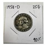 1958-D Washington Quarter, 90% Silver