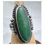 925 Silver Southwestern Elongated Malachite Ring