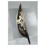 925 Silver Vtg Feather Shape Cross Cutout Pin