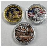 (3) Novelty US History Medals, Colorized