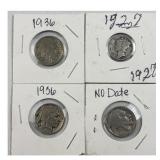 1927 Mercury Dime + Buffalo Nickels