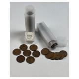 (2) 1940s-50s Wheat Cent Rolls, WWII Era