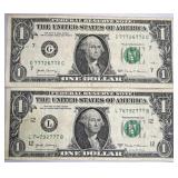 (2) Lucky 777 Serial $1 Notes, 2017/2017A