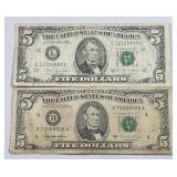 (2) 1985A & 1995 $5 Federal Reserve Notes