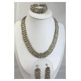 925 Silver Vtg 3-Piece Floral Filigree Jewelry Par
