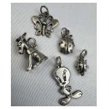 925 Silver Set of 5 Charm Bracelet Charms
