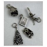 925 Silver Set of 5 Charm Bracelet Charms