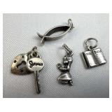 925 Silver Set of 4 Religious Charm Bracelet Charm