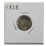 1838 Seated Liberty Dime, 90% Silver