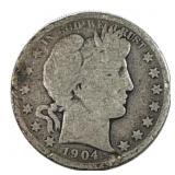 1904 Barber Quarter, 90% Silver