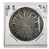 1877-Mo Mexico 8 Reales Silver, VF+
