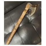 Decorative Bearded Axe w/ Leather Wrapped Handle