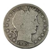 1905-S Barber Half Dollar 90% Silver
