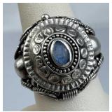 925 Silver Vtg Large Poison Opal Gemstone Ring