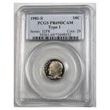 1981-S Roosevelt Dime Type 1 PCGS PR69DCAM