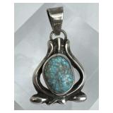 925 Silver Unique Southwestern Turquoise Pendant