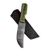 Damascus Steel Fixed Blade Knife w/ Sheath