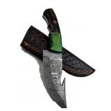 Damascus Steel Fixed Blade Knife w/ Sheath