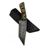 Damascus Steel Fixed Blade Knife w/ Sheath