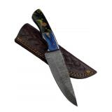 Damascus Steel Fixed Blade Knife w/ Sheath