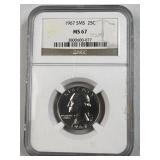 1967 SMS Washington Quarter NGC MS67