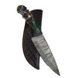 Damascus Steel Fixed Blade Knife w/ Sheath