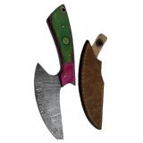 Damascus Steel Fixed Blade Knife w/ Sheath