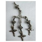 925 Silver Vtg Mexican Yalalag Cross Pendant
