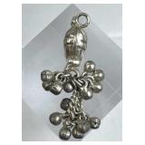 925 Silver Vtg  NE African Tribal Tassel Bell Pend