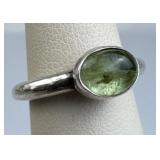 925 Silver Bezel Set Oval Peridot Ring
