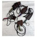 (5) Mini Damascus Steel Knives/Axes w/ Sheath