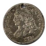 1833 Capped Bust Dime, Holed US Silver Coin
