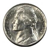 1942-S BU Silver War Nickel, 5c US Coin, 35%