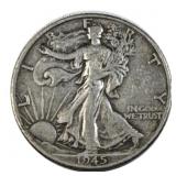 1945-D Walking Liberty Silver Half, 50c, 90%