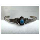 925 Silver Vintage Native Turq Thunderbird Cuff Br
