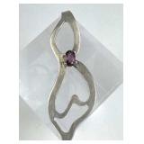 925 Silver Open Abstract Artisan Pendant w/ Garnet