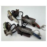 (4) Mini Damascus Steel Knives w/ Sheath/Lanyard