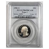 1981-S Type 1 Quarter PCGS PR69DCAM