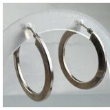 925 Silver Italy Square Tube Hoop Snap Bar Hoop Ea