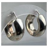 925 Silver Milor Italy Wide Thick Snap Bar Hoop Ea