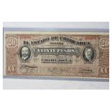 1914 Mexico Chihuahua Revolutionary 20 Pesos Note